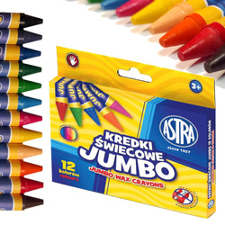 Kredki świecowe JUMBO woskowe grube 12kol ASTRA