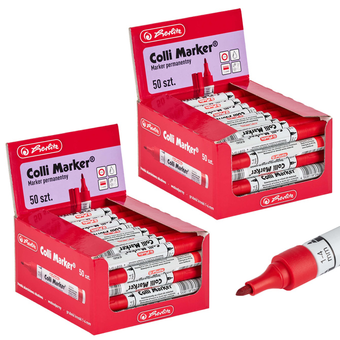 Marker permanentny wodoodporny czerwony Colli-Marker 100 sztuk HERLITZ