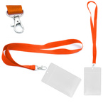 Identyfikator pionowy holder A7 przezroczysty targowy 81x110mm + smycz 90cm