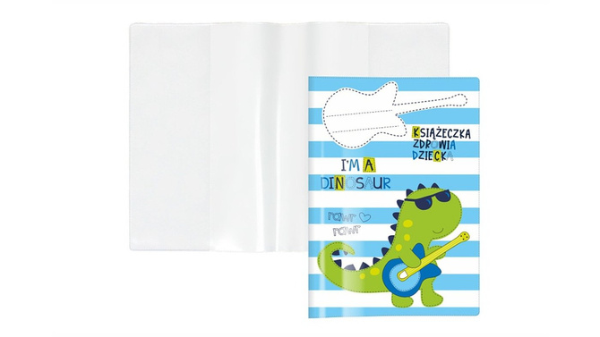 Okładka ochronna etui na książeczkę zdrowia dziecka dinozaur PVC