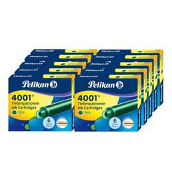 Naboje wkłady pióra wiecznego atramentowe krótkie 4001 zielon 60szt PELIKAN