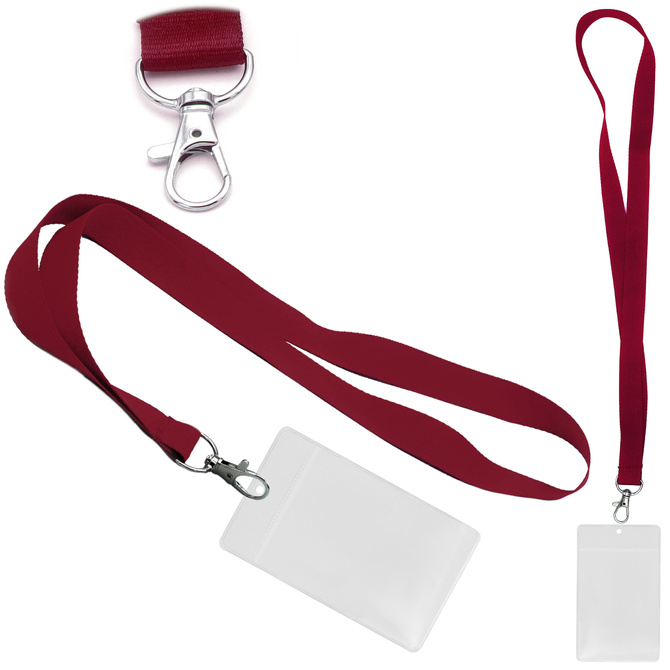 Identyfikator pionowy holder A7 przezroczysty targowy 81x110mm + smycz 90cm