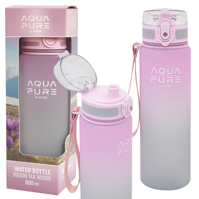 Bidon na wodę butelka dziecka tritan 600ml różowy BPA FREE AQUA PURE ASTRA