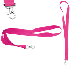 Smycz do identyfikatora na szyję 2cm karabińczyk długość 90cm różowa