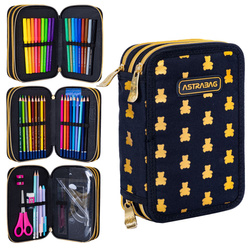 Piórnik potrójny z wyposażeniem 46el Jumbo misie Golden Teddy AC31 ASTRA