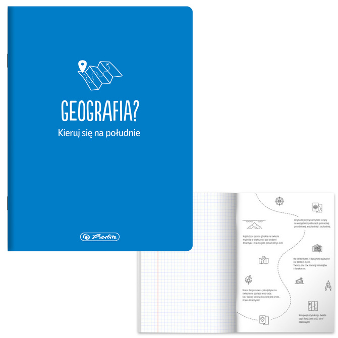 Zeszyt A5 60k kratka geografia przedmiotowy soft touch HERLITZ