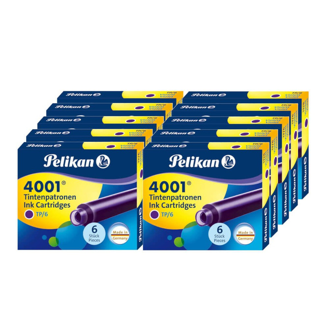 Naboje wkłady pióra wiecznego atramentowe krótkie 4001 fiolet 60szt PELIKAN