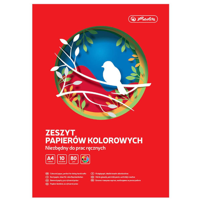 Papier kolorowy błyszczący wycinanka A4 10 kartek 80g/m2 HERLITZ