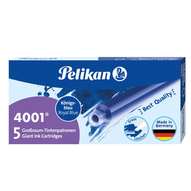 Naboje wkłady pióra wiecznego atramentowe długie 4001 niebie 250szt PELIKAN