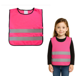 Kamizelka odblaskowa ostrzegawcza różowa dla dzieci przedszkolaków 42x45cm