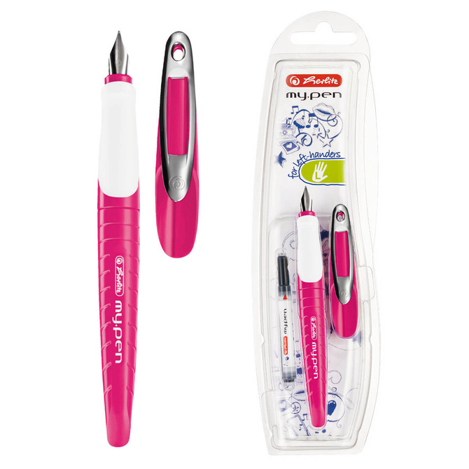 Pióro wieczne dla leworęcznych różowe białe My.Pen HERLITZ