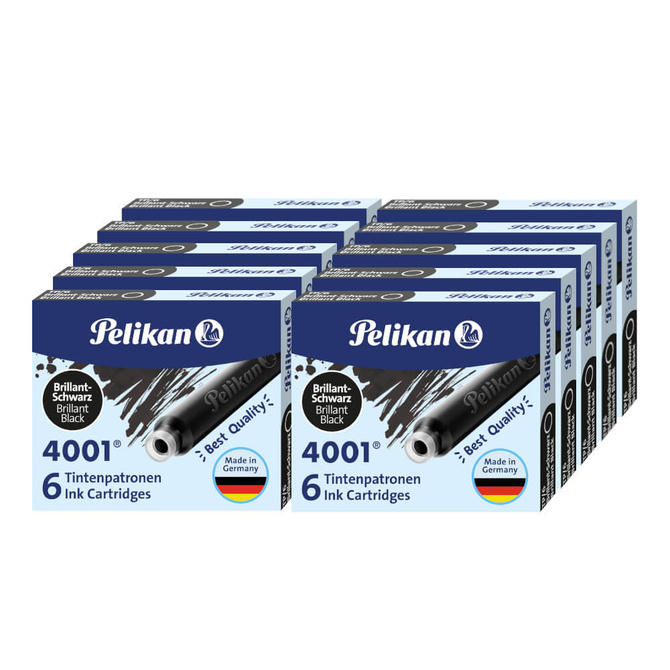 Naboje wkłady pióra wiecznego atramentowe krótkie 4001 czarne 60szt PELIKAN