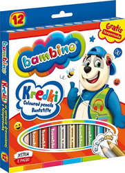 Kredki ołówkowe okrągłe grube w oprawie drewnianej 12 kolorów JUMBO BAMBINO