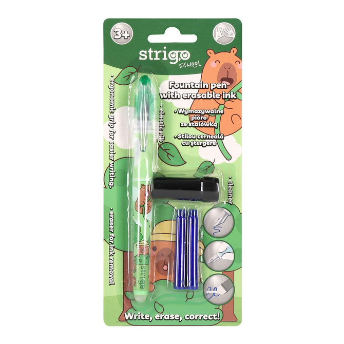 Pióro wieczne ścieralne wymazywalne stalówką nauki pisania kapibara STRIGO