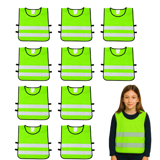 Kamizelka odblaskowa dzieci szkolne 45x50cm 10szt