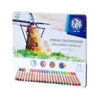 Kredki ołówkowe cedrowe Prestige 24kol metal pudełko ASTRA