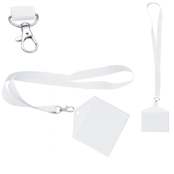 Identyfikator poziomy holder przezroczysty kieszonka 100x65mm + smycz 90cm