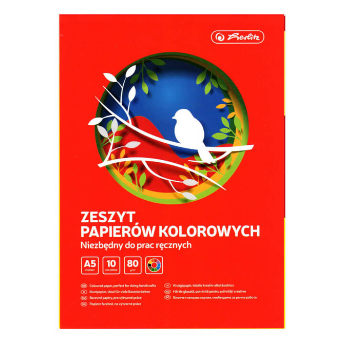 Papier kolorowy błyszczący wycinanka A5 10 kartek 80g/m2 HERLITZ