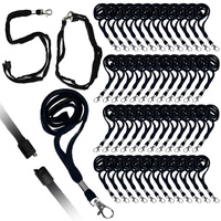 Smycz do identyfikatora szyję 80cm karabińczyk bezpiecznikiem czarna 50szt