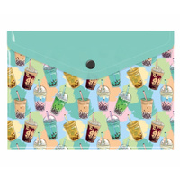 Teczka kopertowa koperta na zatrzask A5 PP bubble tea BIURFOL