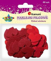 Czerwone serca naklejki filcowe 50szt CRAFT-FUN