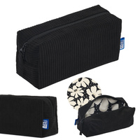 Piórnik kosmetyczka etui saszetka sztruksowy czarny bloom OXFORD