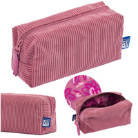 Piórnik kosmetyczka etui saszetka sztruksowy ciemnoróżowy bloom OXFORD