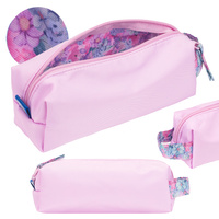 Piórnik kosmetyczka etui saszetka różowy kwiatki flowers OXFORD