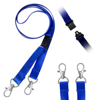 Smycz do identyfikatora 80cm z dwoma karabińczykami i bezpiecznikiem niebie