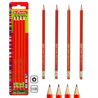 Ołówek HB z gumką drewniany szkolny biurowy 4szt HERLITZ