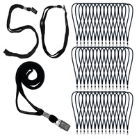 Smycz do identyfikatora na szyję 80cm z klipsem żabką czarna 50szt