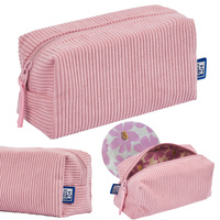 Piórnik kosmetyczka etui saszetka sztruksowy różowy bloom OXFORD