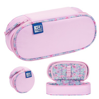 Piórnik kosmetyczka etui usztywniany z klapką różowy Flowers OXFORD