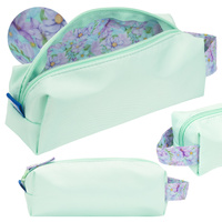 Piórnik kosmetyczka etui saszetka miętowy kwiatki flowers OXFORD