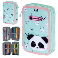 Piórnik podwójny dwukomorowy z wyposażeniem 32el Teddy Panda AC21 ASTRA