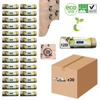 Worki biodegradowalne kompostowalne ATEST 120L 300 sztuk 30 rolek SIPEKO