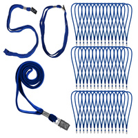 Smycz do identyfikatora na szyję 80cm z klipsem żabką niebieska 50szt