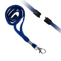 Smycz do identyfikatora szyję 80cm karabińczykiem bezpiecznikiem niebieska