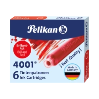 Naboje wkłady pióra wiecznego atramentowe krótkie 4001 czerwon 6szt PELIKAN