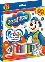 Kredki ołówkowe okrągłe grube w oprawie drewnianej 12 kolorów JUMBO BAMBINO