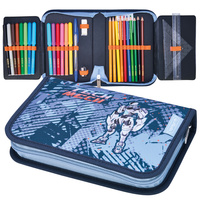 Piórnik rozkładany pojedynczy dwuklapkowy z wyposaż 31el Techmech HERLITZ