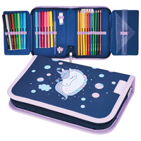 Piórnik rozkładany pojedynczy dwuklapkowy z wyposaż 31el jednorożec HERLITZ