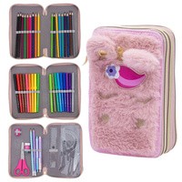 Piórnik potrójny wyposażeniem 46el Jumbo futrzany jednorożec Unicorn ASTRA