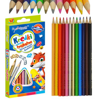 Kredki ołówkowe trójkątne szkolne 12 kolorów BAMBINO