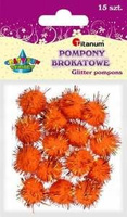 Brokatowe pompony 18mm 15szt pomarańcz, CRAFT-FUN