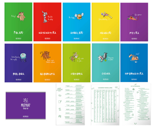 Zestaw zeszyt przedmiotowy klasa 7-8 10x A5 60k z okładką PP 1x soft touch