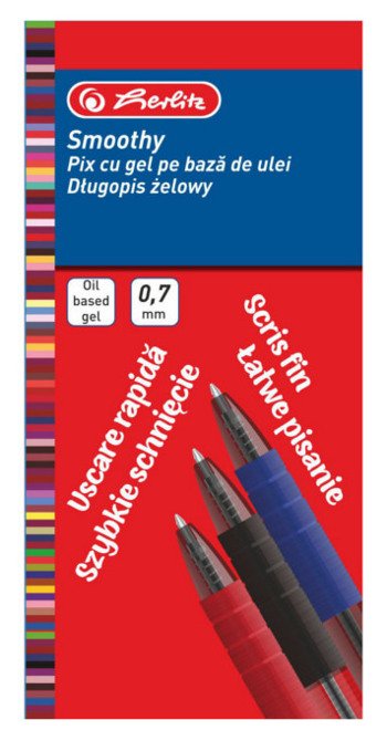 12x długopis żelowy Smoothy 0,7mm niebiesk HERLITZ