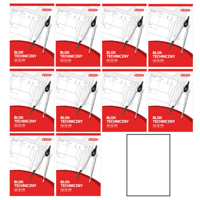 Blok techniczny A4 biały 10k 170g/m2 HERLITZ 10szt