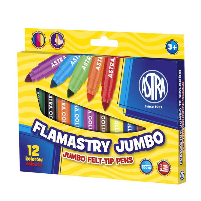 Flamastry Jumbo grube szkolne dla dzieci 12k ASTRA