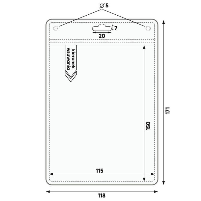 Identyfikator pionowy holder A6 przezroczysty targowy 115x150mm + smycz